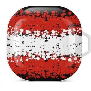 Grunge Blots Oostenrijk Vlag Oordopjes Hoesje Compatibel met Samsung Hard Shell Beschermhoes Wit-Stijl