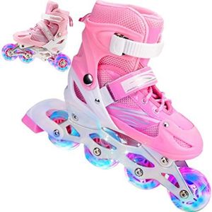 HWGING Inlineskates, 2-in-1, verstelbare inline skates met lichtgevende wielen, voor kinderen, met verlichte wielen, voor jongens en meisjes, beginners, dames en heren