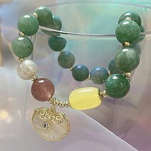 Armbanden met kralen Geluk Long Life Lock Armband Feng Shui Amulet Groene Jade Armband Reiki Kristal Meditatie rijkdom aan Geld Levensduur Vrouwen Cinnabar