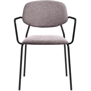 Glam_ee JAZZ fauteuil, design stoel voor woonkamer en keuken, restaurant, kantoor wachtkamer, antraciet geverfde metalen structuur en antiekroze stof