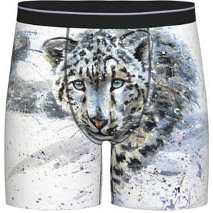 GRatka Boxer slips, heren onderbroek Boxer Shorts been Boxer Slip Grappige nieuwigheid ondergoed, sneeuw luipaard, zoals afgebeeld, L