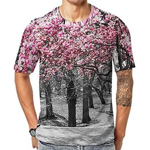 Roze en grijs canvas muurkunst heren grafisch T-shirt met korte mouwen ronde hals print casual T-shirt XL