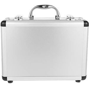Zilveren aluminium aktetas met slot, aluminium aktetas for mannen of vrouwen, metalen harde koffer met schuim for reizigersbagage Vakman Reisgeld