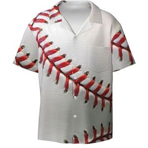 OdDdot Sportbal Baseball Print Heren Jurk Shirts Atletische Slim Fit Korte Mouw Casual Business Button Down Shirt, Zwart, 3XL
