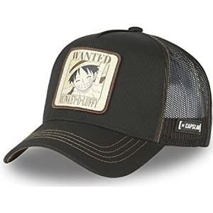 [ X ] Capslab Pet voor dames en heren One Piece, Luffy Trucker Cap, Original Anime, zwart, bruin, beige, maat TU, Zwart, One size