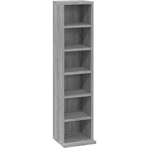 vidaXL Cd-kast 21x20x88 cm bewerkt hout grijs sonoma eikenkleurig, houten kast, opbergkast, opbergmeubel, cd-rek, mediakast, boekenkast, houten kasten