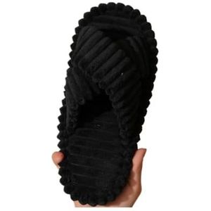 Doucheslipper, Pluche Katoenen Pantoffels For Dames - Zachte Pantoffels For Binnen For Dames(Black,43 EU)