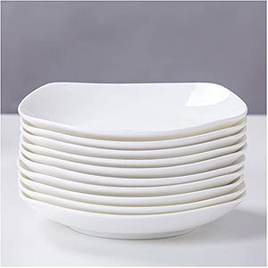 dinerbord 10 stuk diner platen keuken servies ingesteld for gerechten voorgerecht plaat salade en dessertgerechten magnetron en vaatwasserbestendig (wit) bord(Color:7Inch)