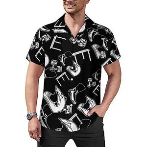 Motocross Love Heren Casual Button-Down Shirts Korte Mouw Cubaanse Kraag Tees Tops Hawaii T-shirt L