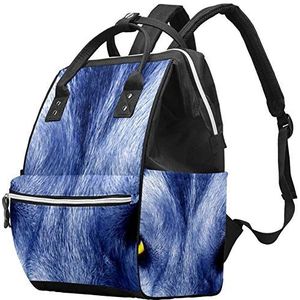 Multifunctionele grote baby luiertas rugzak,Angry Wolf Blue Patroon,Luiertas Travel Back Pack voor mama en papa