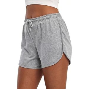 COMEOR Korte broek voor dames, shorts, zomer, joggingbroek, sportbroek, kort, katoen, trainingsbroek, kort, loopbroek, korte zomerbroek, kort, yoga, sport, vrije tijd, lichtgrijs, XXL