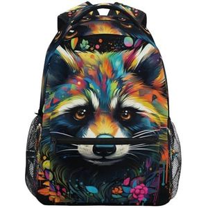 Aquarel Cool Leuke Rode Panda Schoudertassen Schooltas Studenten Schooltas Meisjes Reizen Jongens, Afbeelding, M