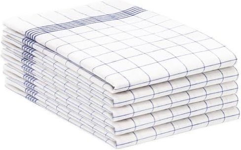 Zollner Set van 5 theedoeken, vaatdoeken, 50x70 cm, 100% katoen, blauw geruit