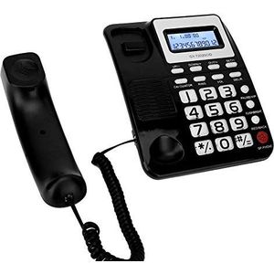 Telefoon met snoer voor desktop met nummerweergave, GY-T2020CID Vaste telefoon met rekenmachine Functie Ondersteuning Telefoongesprekken Recordcontrole voor thuis/hotel/kantoor(Zwart)