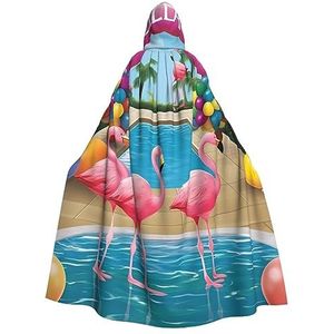 TOMPPY Flamingo en zwembad unisex capuchon mantel volwassen Halloween mantel capuchon cape voor Halloween Kerstmis cosplay kostuum