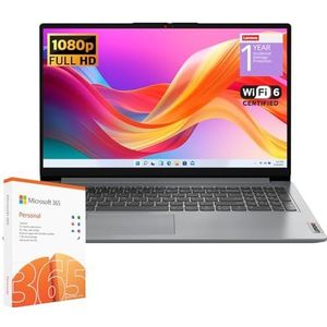 Lenovo IdeaPad 1 Student Laptop, Intel Dual Core Processor, 36 GB RAM, 1 TB SSD + 128 GB eMMC, 15,6 inch FHD-display, 1 jaar Office 365, Windows 11 Home, Wi-Fi 6, webcam, Bluetooth, SD-kaartlezer,