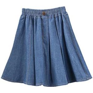 Pegsmio Retro Denim Korte Rok Zomer Vrouwen Elastische Taille A-lijn Mini Jeans Rok, Blauw, Eén Maat