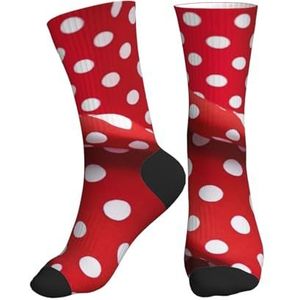 PPHGUT Rood Wit Polka Dot Print Volwassenen Mid Tube Sokken Ademend Sport Running Gym Training Jogging Activiteiten, 2 Zwart-2, One size