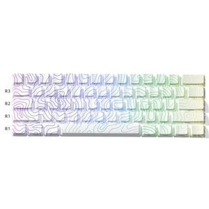 QPSJXN OEM-profiel IMD-Tech-sleutelkapset 118 met topografisch patroon Shine-Through-design (White 61 toetsen)