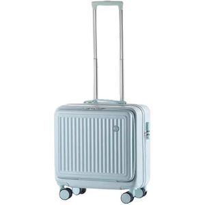 Bagage Koffers met wielen Universele kleine handbagage 180 graden voorklep Volledig open koffer Combinatieslotbagage Schokbestendig (Color : Blue, Size : 45 * 43 * 23CM)