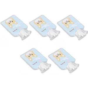 Warmwaterkruik zak verdikte PVC explosieveilige brede mond warm water zak 5 stuks (blauw hond patroon)