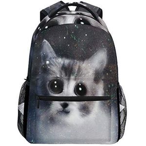 BIGJOKE Rugzak, Galaxy Cat Grote Capaciteit Casual Gedrukt School Schoudertas Dagtas Reizen Laptop Vrouwen Volwassenen Jongens Meisjes