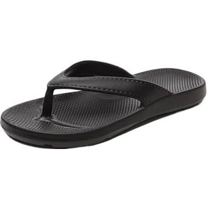 UBOHUZ Dames Flip Flops Zomer Cool Vrouwen Flip Flops Lichtgewicht Outdoor Zachte Zolen Antislip Casual Vrouwen Slippers EVA Platte Sandalen Voor Strand, Indoor, Zwart, EU 44-45