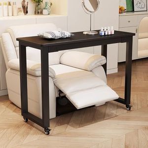 PA-DABAOO Rollende Manicuretafel, Draagbare Nageltafel Met Universeel Wiel, Enkellaags Werkstation Voor Schoonheidssalons, Professioneel Werkstation Voor Nagelstylisten, Metalen Frame,E