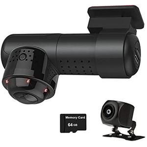 XRC TECH Mini 360 graden verborgen camera met panorama visoog auto DVR WiFi nachtzicht infrarood WDR dual lens voor en achter voor taxi's