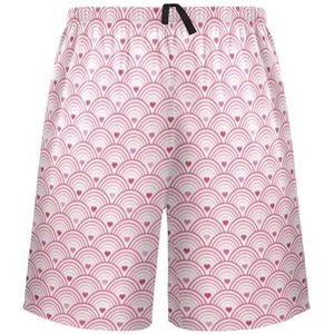LI ZHI XIN Herenpyjamabroek, korte pyjamabroek, zomer casual shorts, elastische tailleband met trekkoord, rechte losse pasvorm met 2 zakken, S-XXL geometrisch hartpatroon, Meerkleurig, S