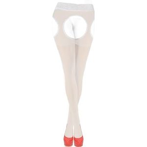 Sesto Senso Dames Sexy Jarretelkousen 15 Den Panty Kousenriem Strapkousen met Jarretelgordel Wit 2 White
