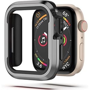 V-MOTA Aluminiumlegering behuizing combinatie van zacht rubber (TPU) en luchtvaartkwaliteit aluminium, compatibel met Apple Watch Series 6/5/4/SE, iWatch (40 mm, donkergrijs)