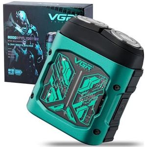 VGR 344 Mini Elektrisch Scheerapparaat Voor Mannen, Draagbare Elektrische Reisscheerapparaat met Magnetische Dubbele Draaibare Kop, Eenvoudig te Reinigen, IPX6 Waterdicht, USB Oplaadbaar, Groen