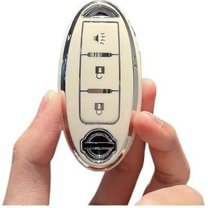 Autosleutel beschermhoes TPU Auto Sleutelhoes Shell Fob Voor Qashqai Voor Juke J10 J11 X-Trail T32 T31 Voor Kicks Voor Tiida Voor Pathfinder Note Keyless Sleutel Shell(C white)