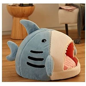 Hondenmand Huisdier Kat Bed Zacht Huisdier Kussen Hondenhok Haai Voor Grote Honden Tent Katoen Kleine Slaapzak Huisdierbed (Color : Blue Style B, Size : XXS 15x18cm)