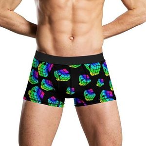 Magic Tie Dye Cube Logo Heren Ondergoed Ademend Boxer Korte Zachte Onderbroek L