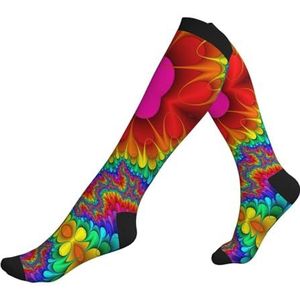 Rainbow Tie Dye-Red Sportsokken, zachte compressieondersteuning voor circulatie en atletische prestaties, ademend comfort., Zwart, One size