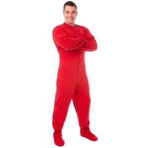 BIG FEET PAJAMA CO. Rode fleece onesie pyjama met heupflap, Rood, M