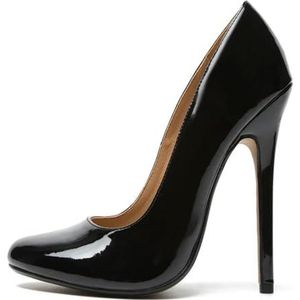 Pumps Mode Puntschoen Lakleer 15CM Dunne Hakken Hoge Hakken Vrouwen Schoen Zwart, Zwart, 46 EU