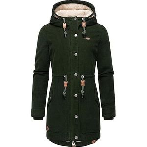 Ragwear Canny Corduroy winterjas voor dames, wintermantel met capuchon, XS-6XL, dark olive, M