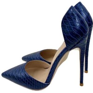 Cro-Effect Vrouwen D'Orsay Punttoe Stiletto Pumps Dames Party Show Jurk Hoge Hak Schoenen, Navy 12cm Hak, 35 EU