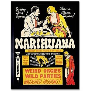Propaganda Political Drug Abuse Marijuana Weed Weird Art Print Framed Poster Wall Decor 12X16 Inch