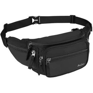 ProCase Heuptas Heuptasje voor Heren Dames, Fanny Pack voor Reizen Hardlopen Wandelen Wandelen Fietsen Joggen Buitensporten -Zwart