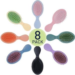 Xushengsheng 8-delige mini-haarborstelset, mini-stijlborstels, stijlkam-set, geschikt voor krullend haar