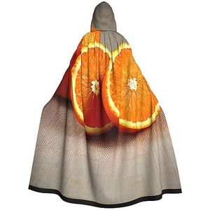 SSIMOO Oranje Fruit Volwassen Party Decoratieve Cape,Volwassen Halloween Hooded Mantel,Cosplay Kostuum Cape
