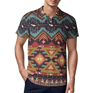 Aztec Tribe Print Heren Golf Polo-Shirt Zomer Korte Mouw T-Shirt Casual Sneldrogende Tees 4XL