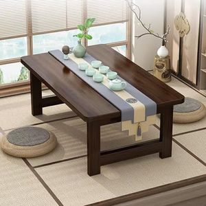 HRTLSS Japanse klaptafel, vloertafel om op de vloer te zitten, bamboe vloer bureau, Japanse eettafel, tatami tafel voor woonkamer slaapkamer, 27,6 x 16 x 14 inch