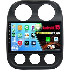 Android 15 Autoradio Voor Jeep Compass 2010-2016 met Draadloze Carplay Android Auto, 9 Inch Autoscherm Soporta Bluetooth WIFI GPS FM/RDS(8Core(2+32GB))