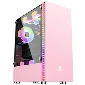 ATX, Micro-ATX Mid-tower Computerbehuizing, Dubbel Gebogen Glasontwerp, Gespleten Kaststructuur, Verticale GPU-beugel(Color 1)