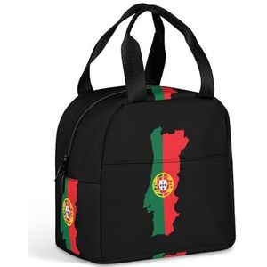 Portugal Kaart met Vlag Lunch Box voor Vrouwen Mannen Geïsoleerde Lunch Tas Herbruikbare Lunch Tote Bag Lunch Container